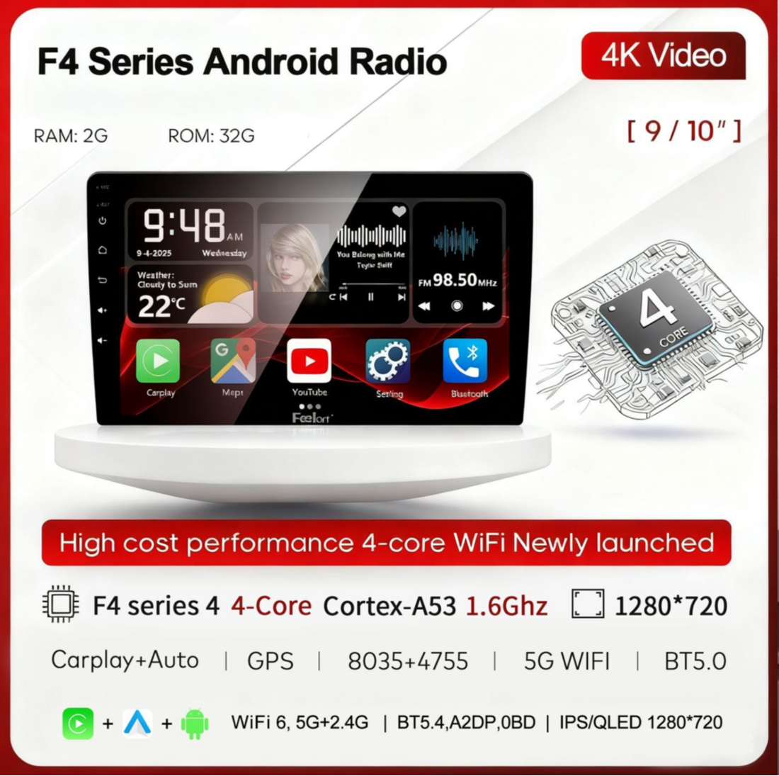 Feelart F4 Series Android Player (2GB RAM + 32GB Storage)